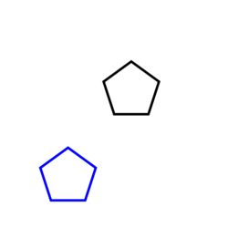Deux pentagones : l'un bleu, l'autre noir